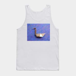 Origami swan blue pastel background Tank Top